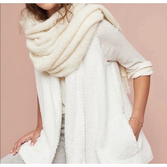 Anthropologie Cream Textured Vest - Picture 1 of 8